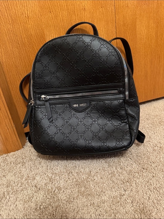 Nine West Handbags - Nine West Black Embossed Mini Backpack with Front Zip Pocket